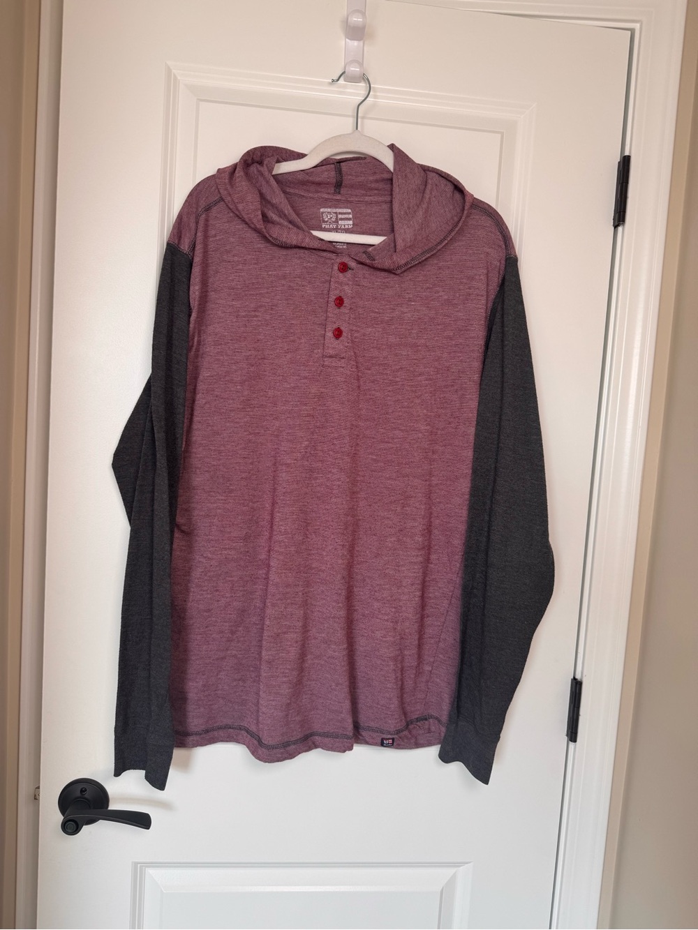 Phat Farm Red & White Striped Graphic Henley